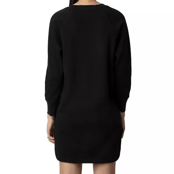 Zadig & Voltaire Women's Diaz Peace & Love Black Cotton Dress Size Large - Picture 2 of 9